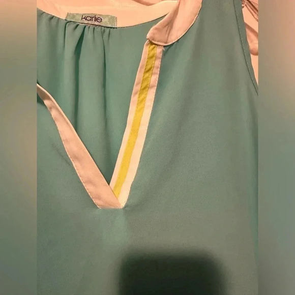 Karlie turquoise sheer sleeveless tank size S - Picture 2 of 6